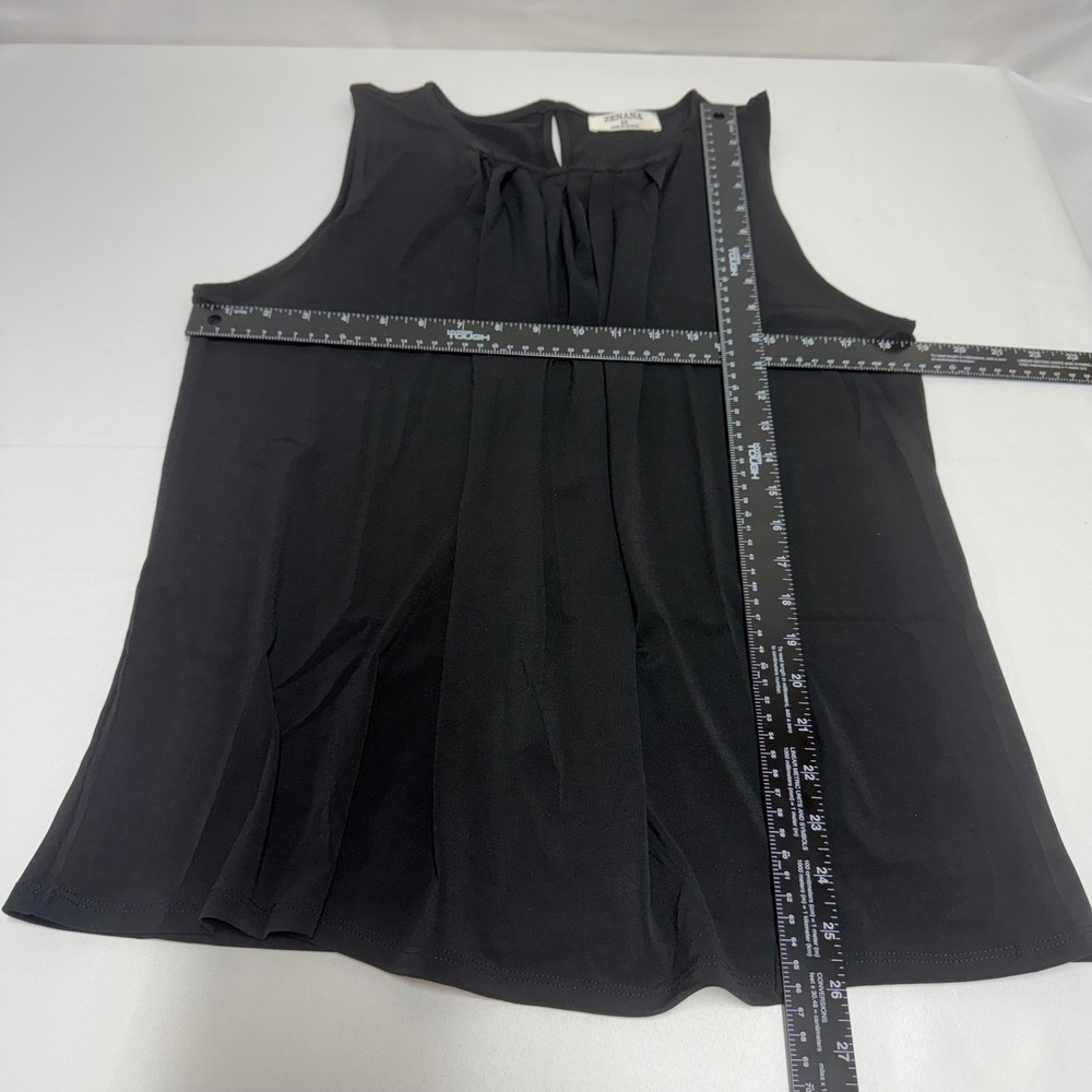 Zenana Black Sleeveless Pleated Neck Keyhole Back Blouse Top Womens 1X Office - Picture 8 of 8